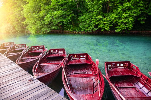 Wooden boats at the pier on