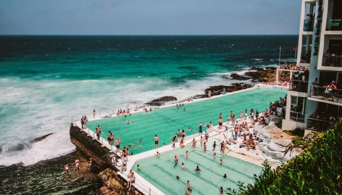 Swimming pool and sea