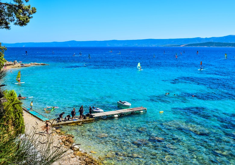 Scuba divers preparing to dive in Bol, Brac