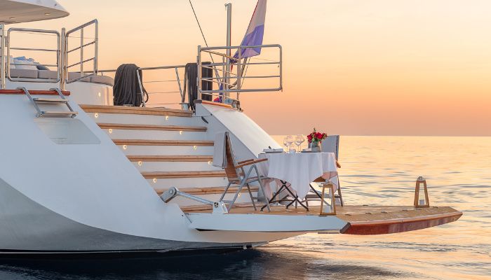 Croatia yacht sunset meal