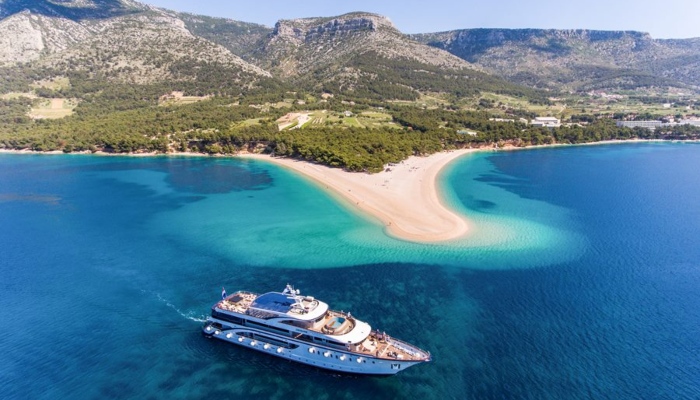 Cruise ship off Zlatni Rat, Croatia