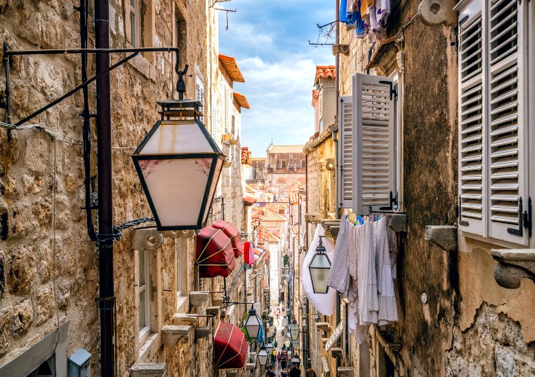 Narrow alley in the old town of Dubrovnik