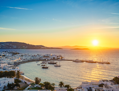 Sunset over Mykonos Island