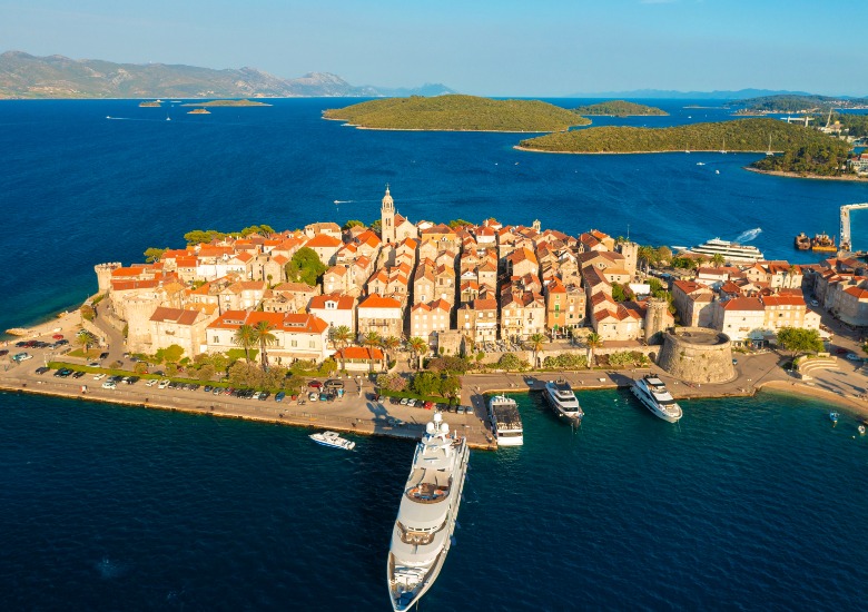 Aerial view of Korcula Old Town