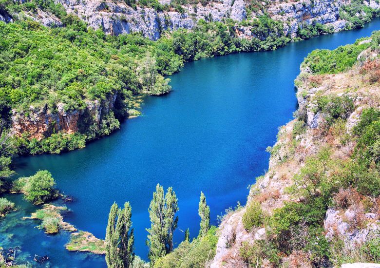 Aerial view of Krka River Valley