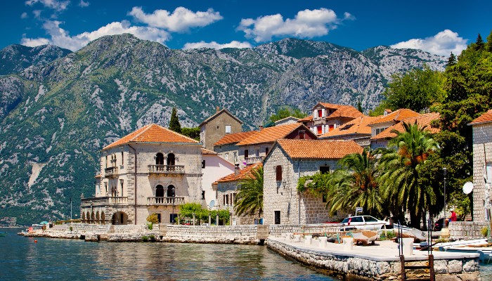 The landscape of Perast town in Montenegro