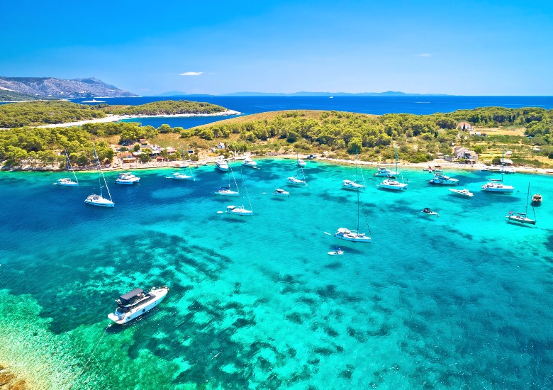 View of boats in Pakleni Islands