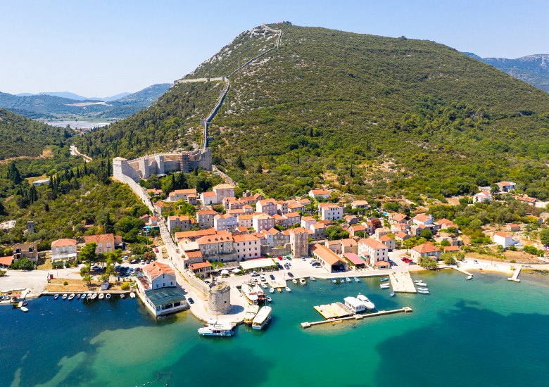 View of Ston and its famous walls