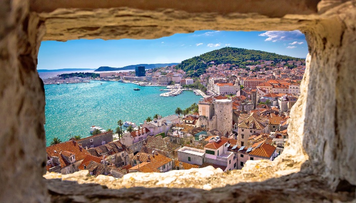 View of Split through ancient walls