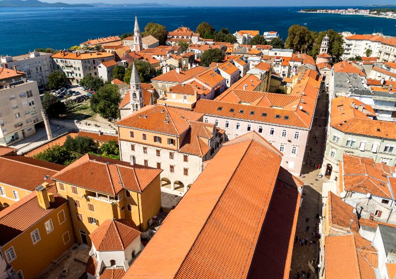 Aerial view of Zadar rooftops